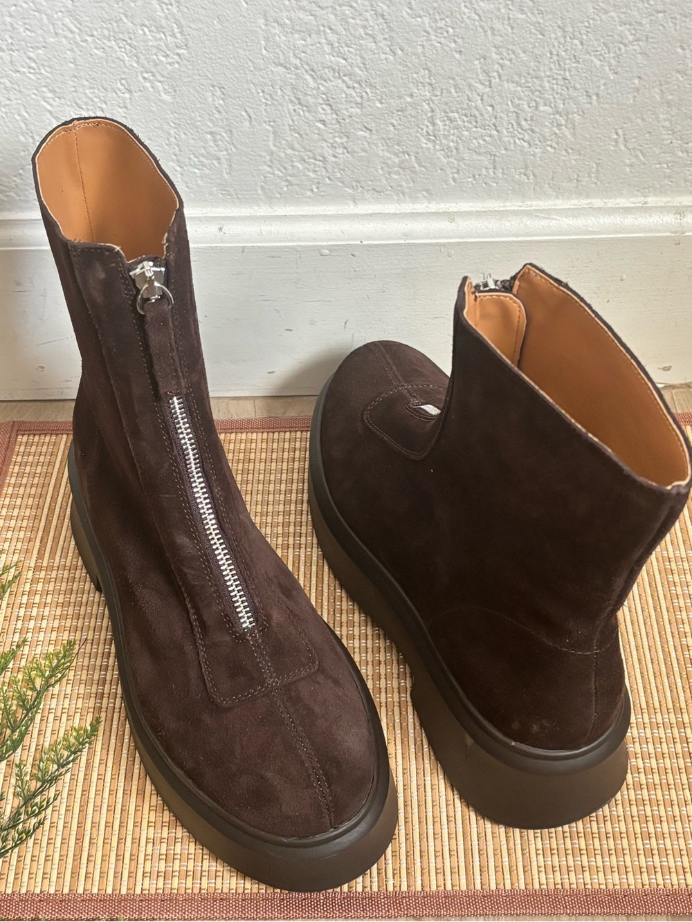 Steve Madden Jones Ankle Boot, Dark Brown Suede, Zip Platform